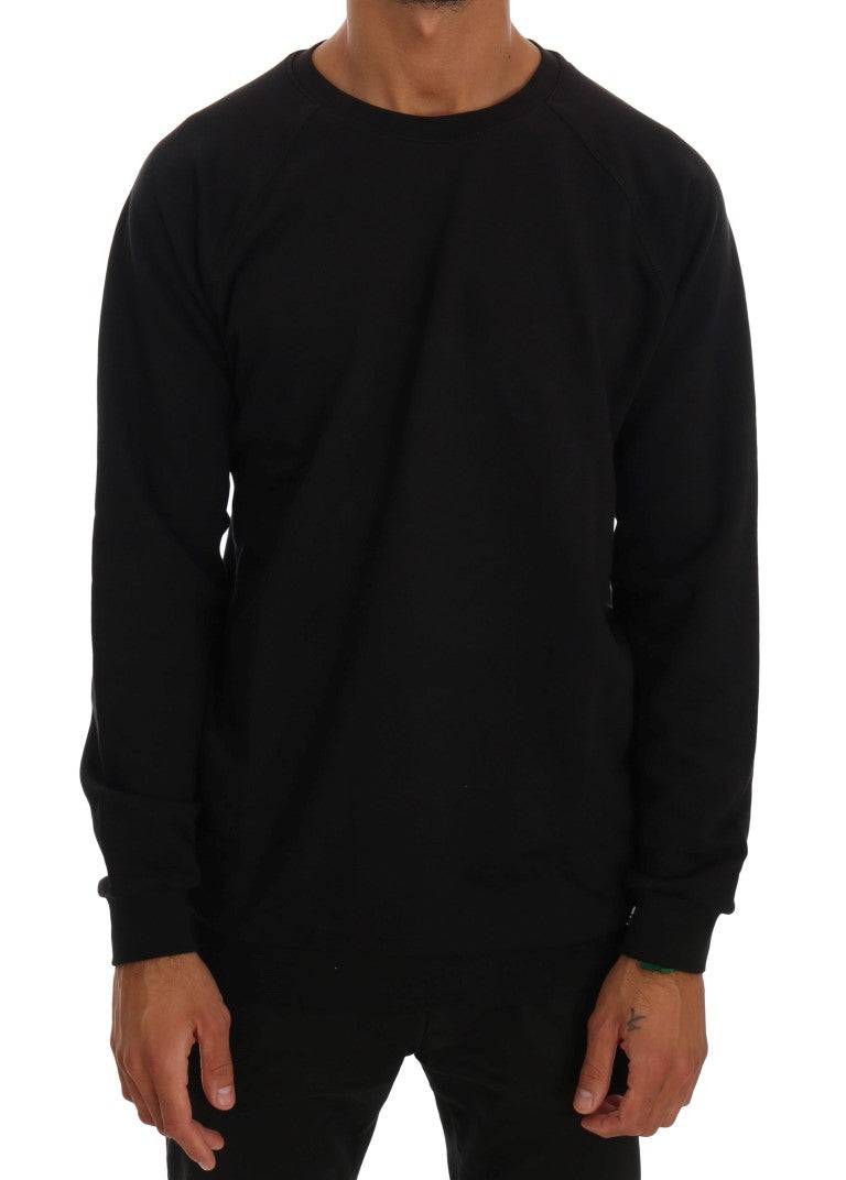 Daniele Alessandrini Elegant Black Cotton Crewneck Sweater - ACCEXO