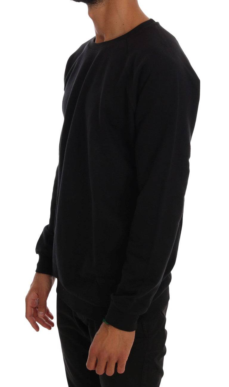 Daniele Alessandrini Elegant Black Cotton Crewneck Sweater - ACCEXO