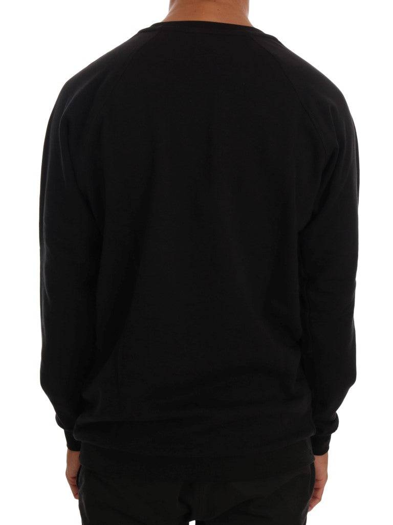 Daniele Alessandrini Elegant Black Cotton Crewneck Sweater - ACCEXO