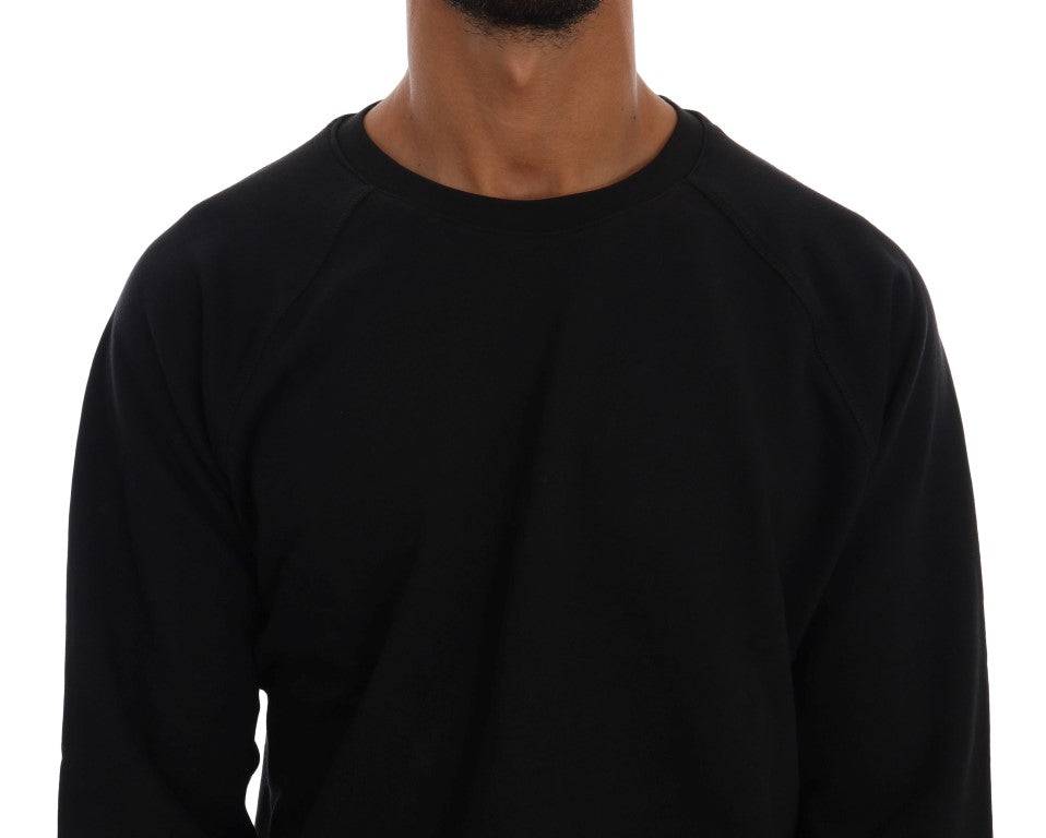 Daniele Alessandrini Elegant Black Cotton Crewneck Sweater - ACCEXO