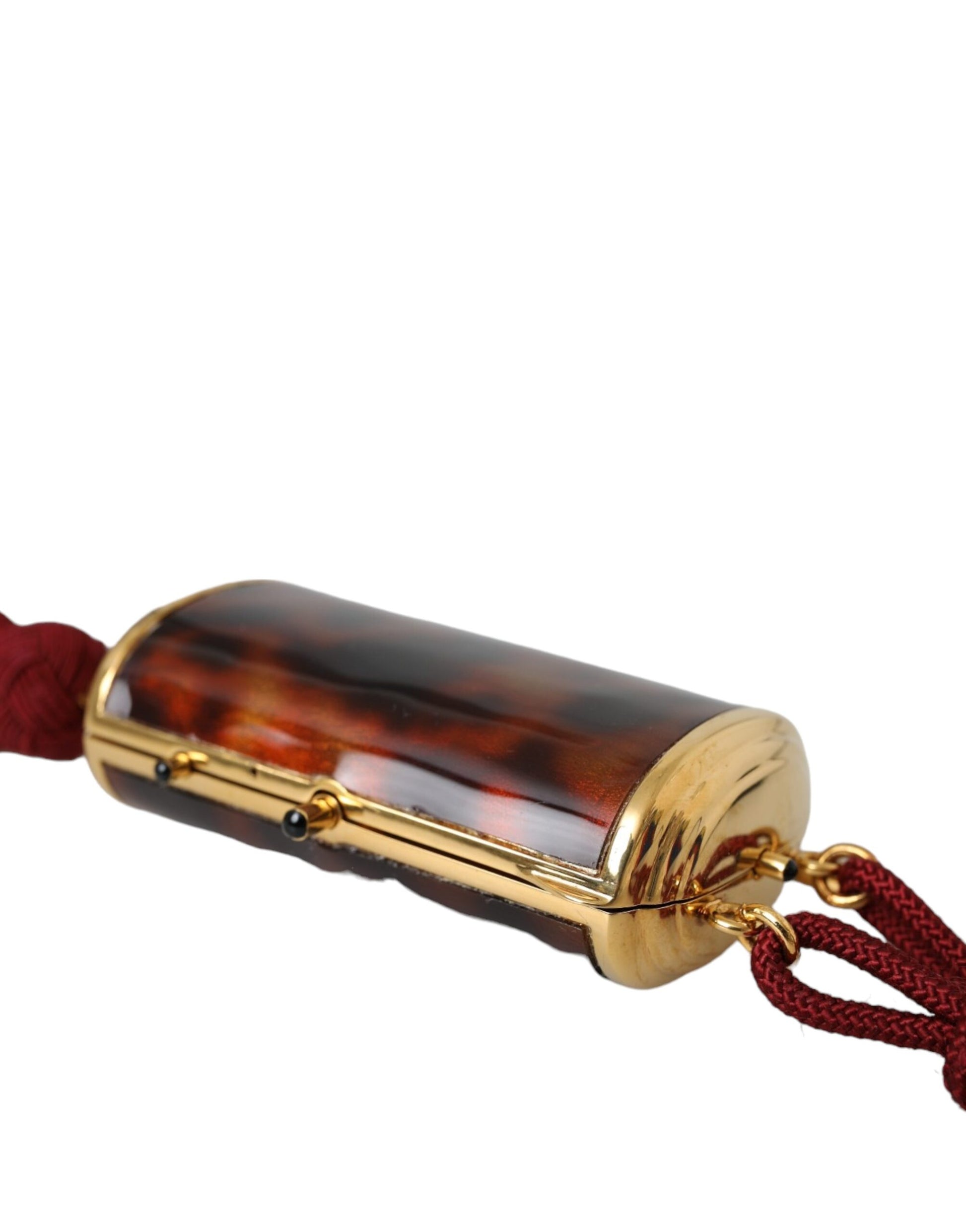 Dolce & Gabbana Brown Leopard Mini Mirror Tassel Make Up Holder Bag - ACCEXO