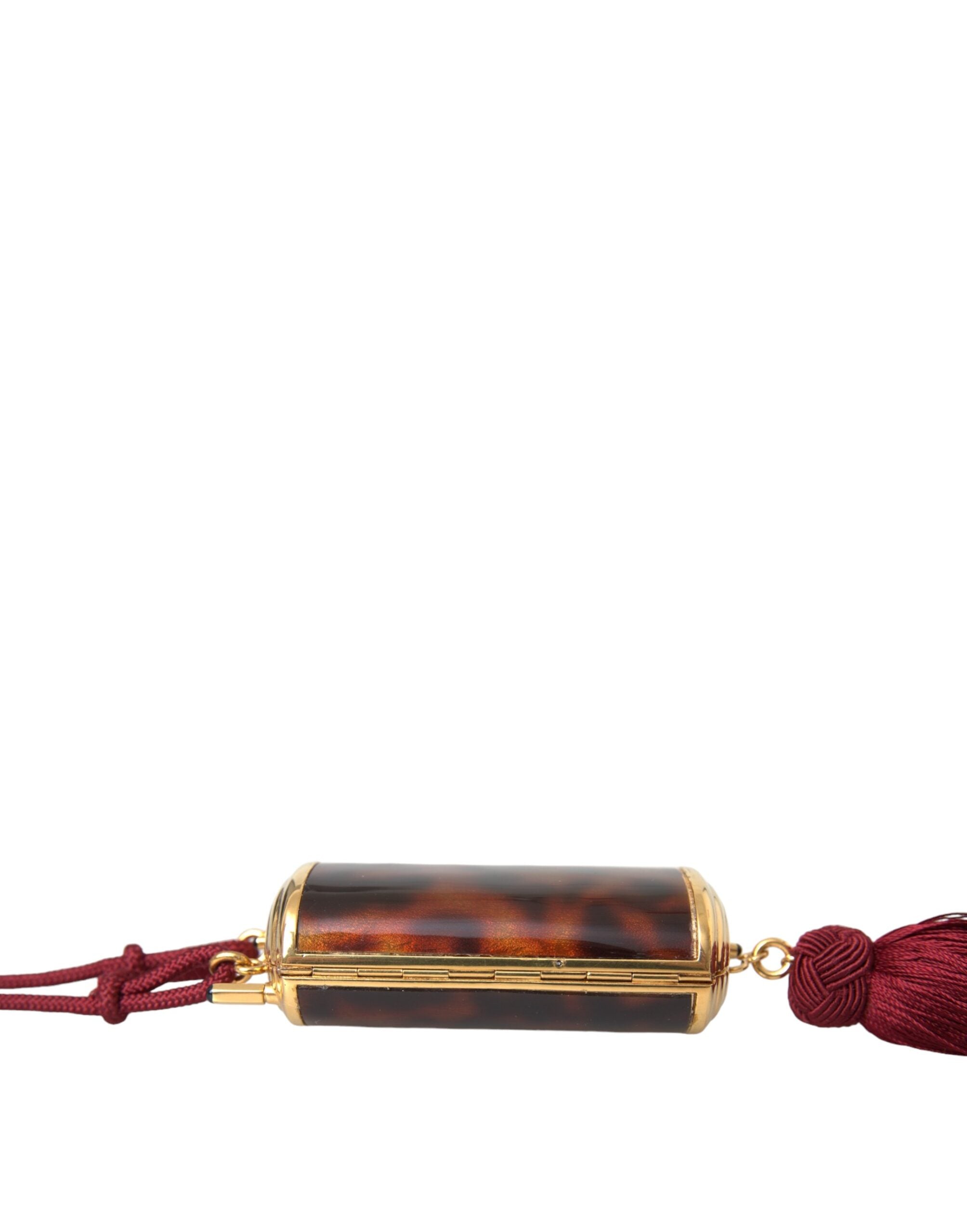 Dolce & Gabbana Brown Leopard Mini Mirror Tassel Make Up Holder Bag - ACCEXO