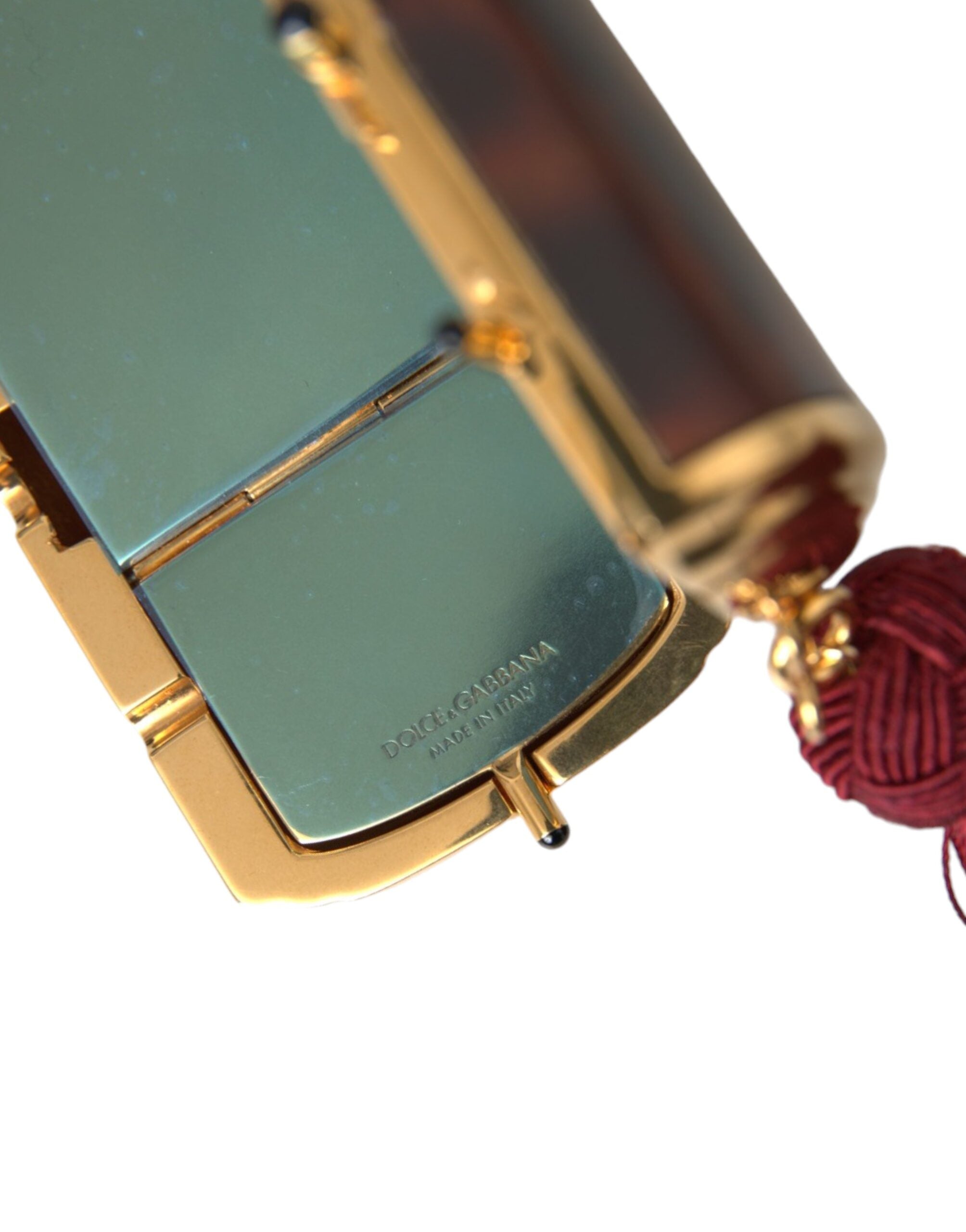 Dolce & Gabbana Brown Leopard Mini Mirror Tassel Make Up Holder Bag - ACCEXO