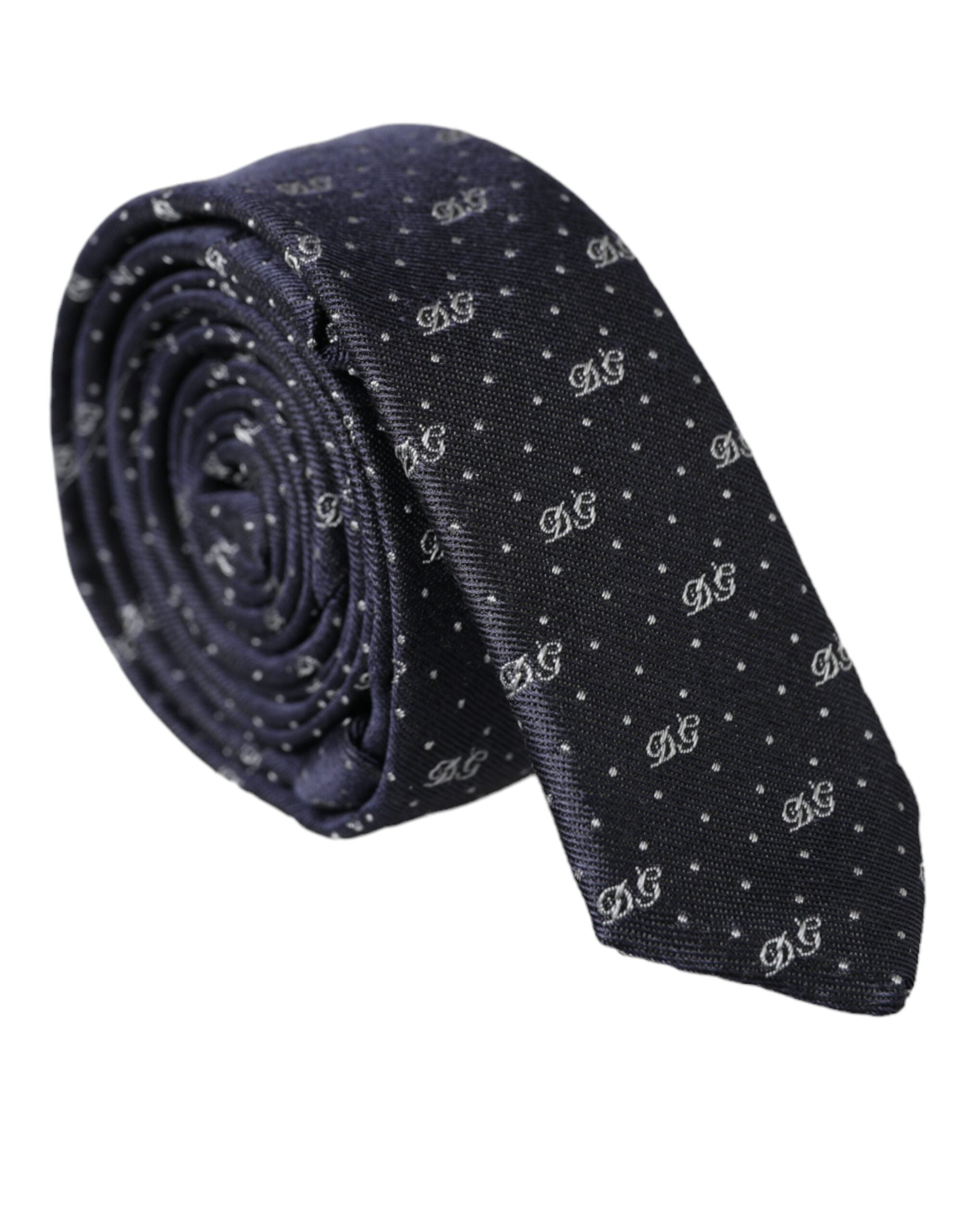 Dolce & Gabbana Blue DG Logo 100% Silk Adjustable Tie - ACCEXO