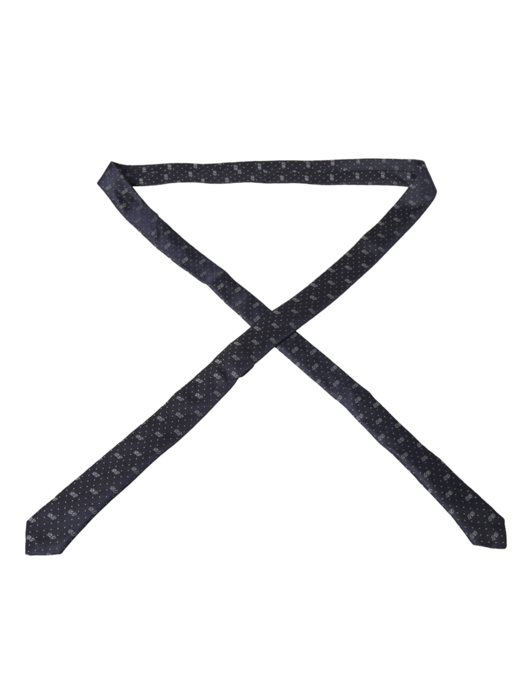 Dolce & Gabbana Blue DG Logo 100% Silk Adjustable Tie - ACCEXO