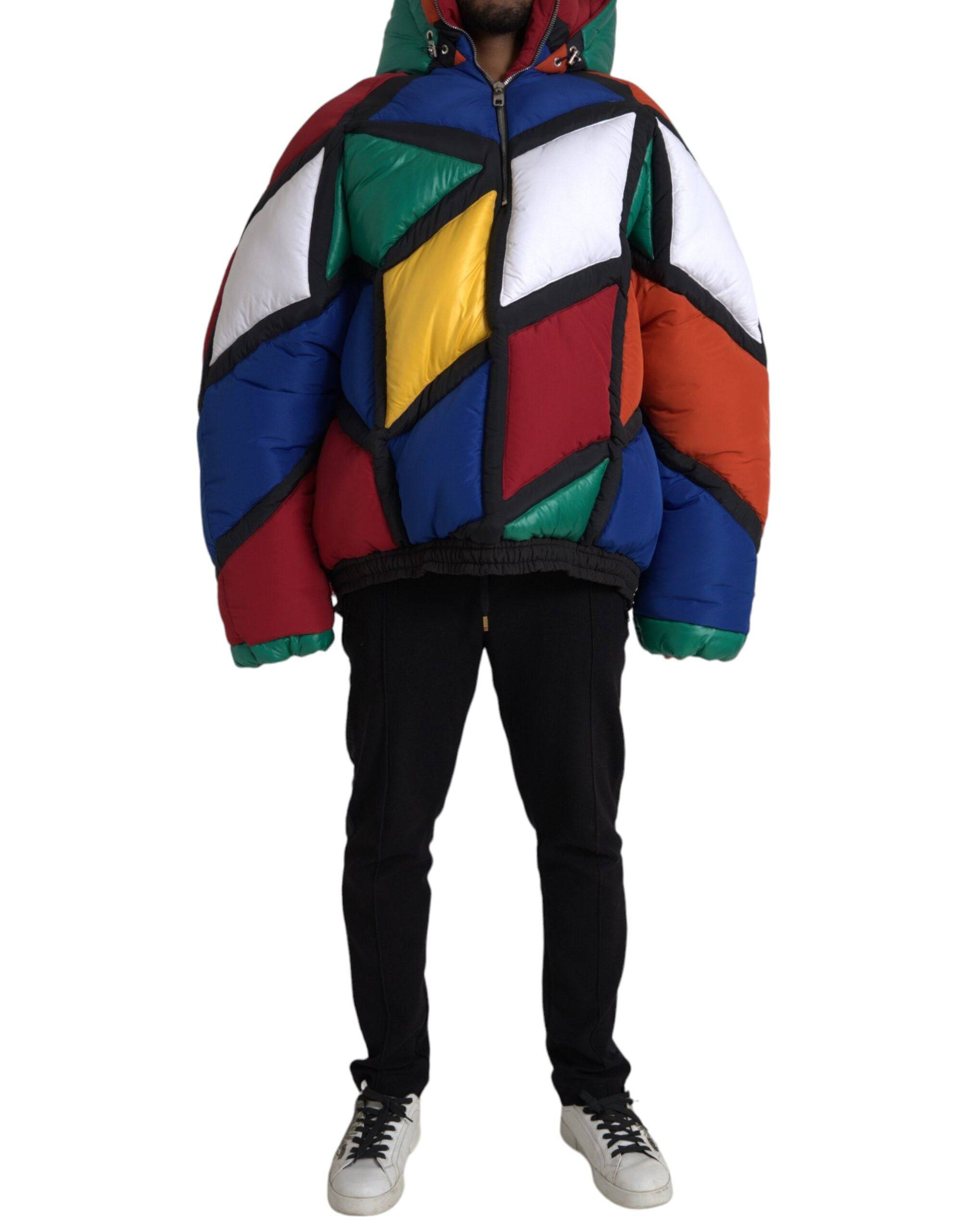 Dolce & Gabbana Multicolor Quilted Hooded Puffer Jacket - ACCEXO