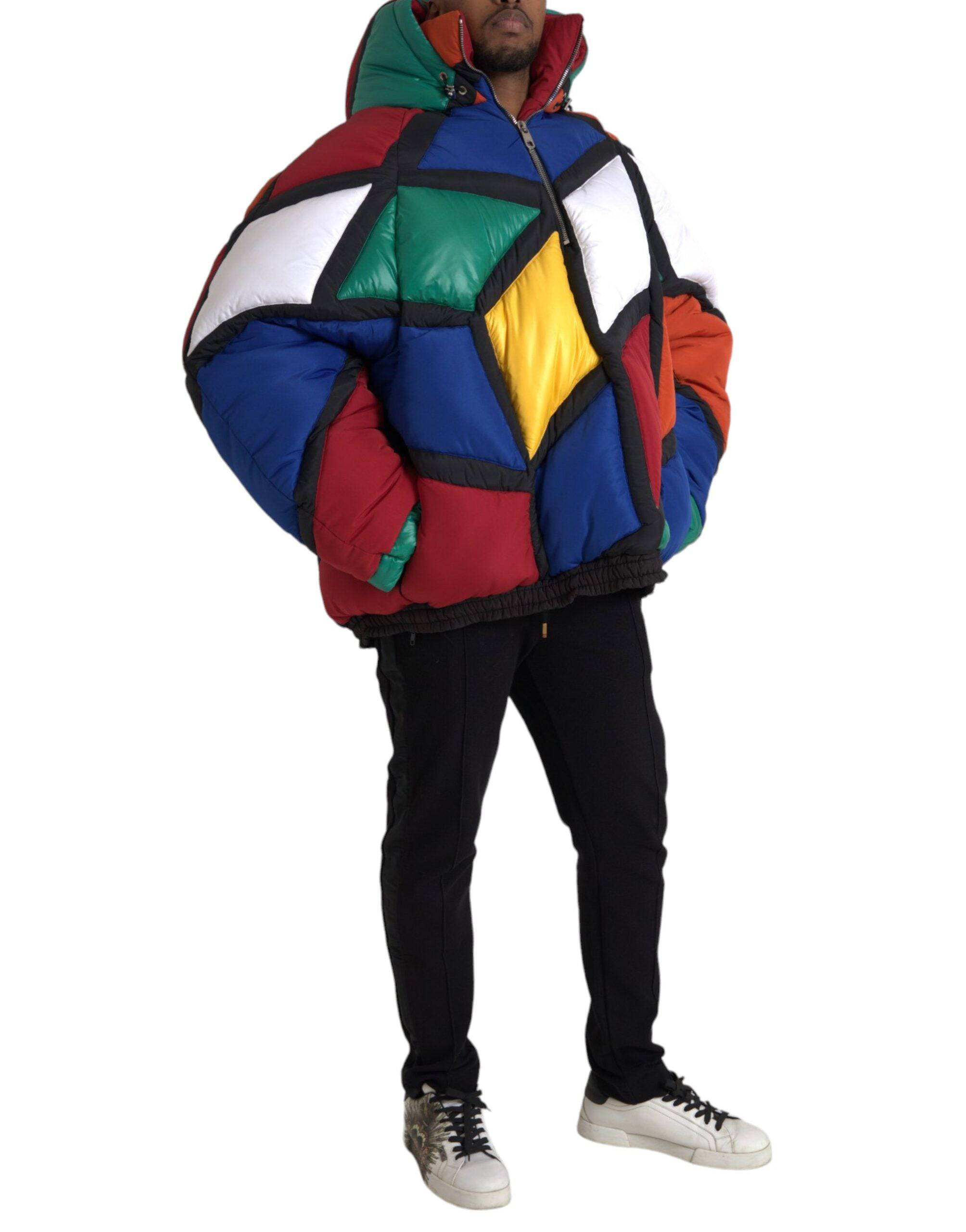 Dolce & Gabbana Multicolor Quilted Hooded Puffer Jacket - ACCEXO