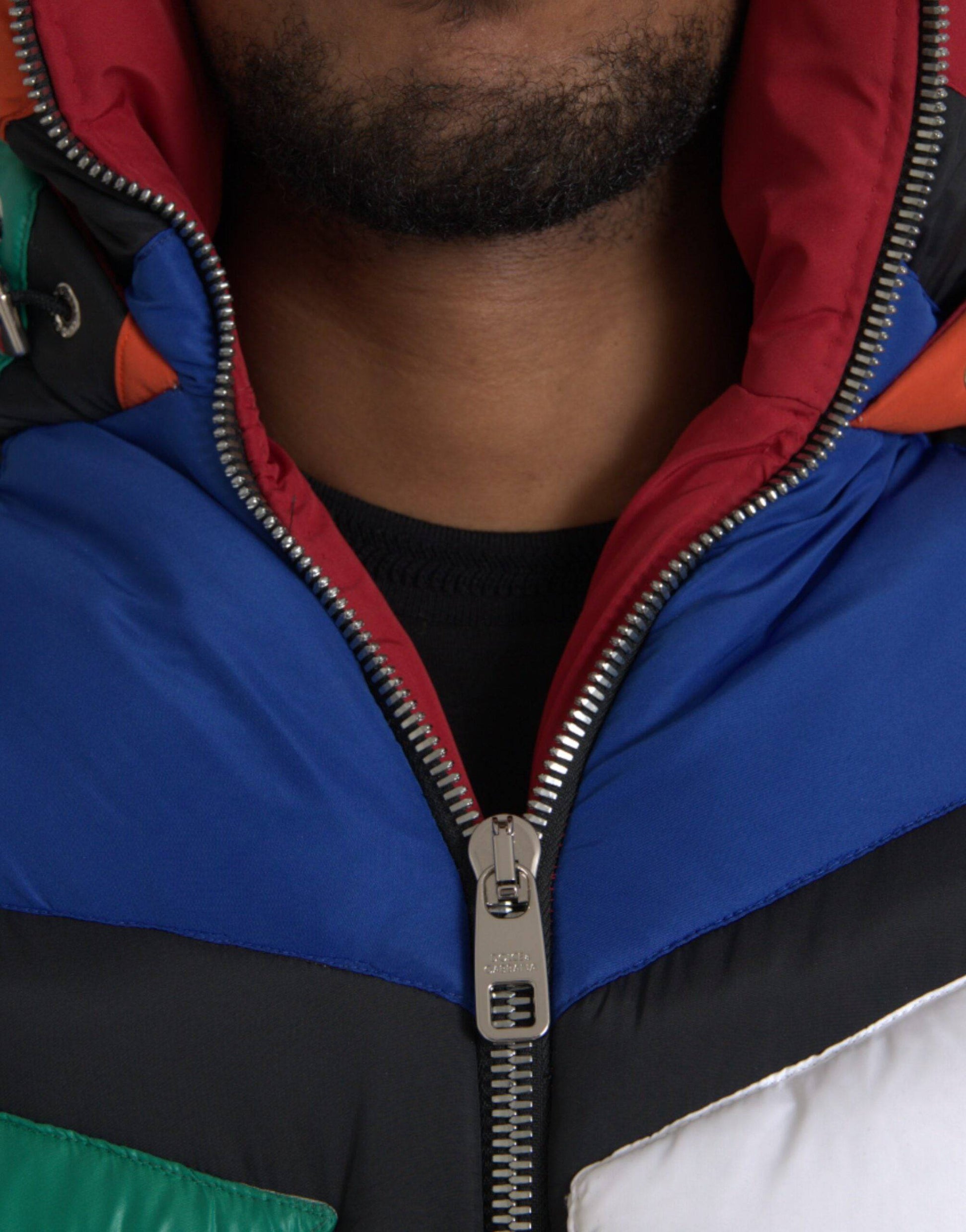 Dolce & Gabbana Multicolor Quilted Hooded Puffer Jacket - ACCEXO