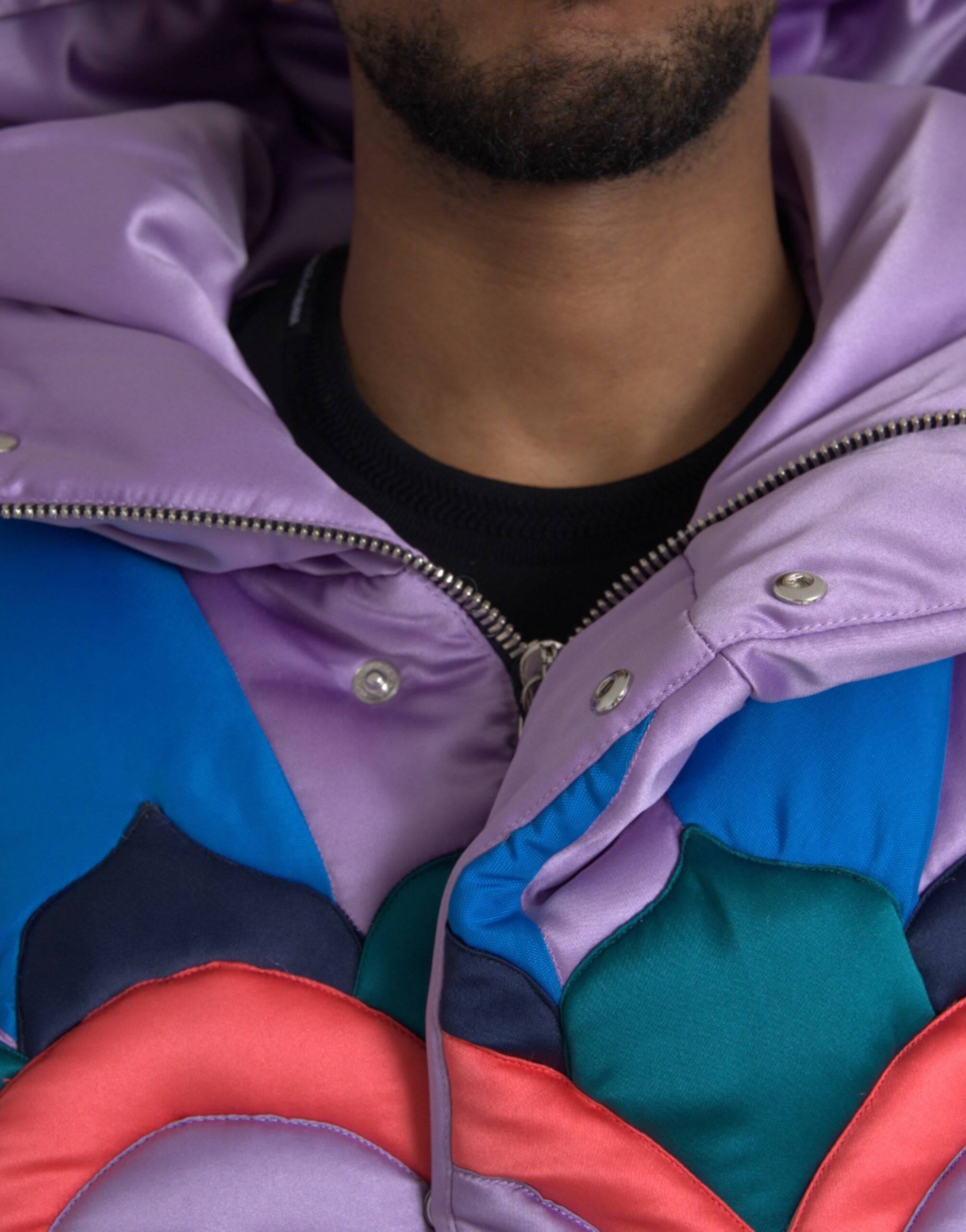 Dolce & Gabbana Multicolor Heart Logo Hooded Puffer Jacket - ACCEXO