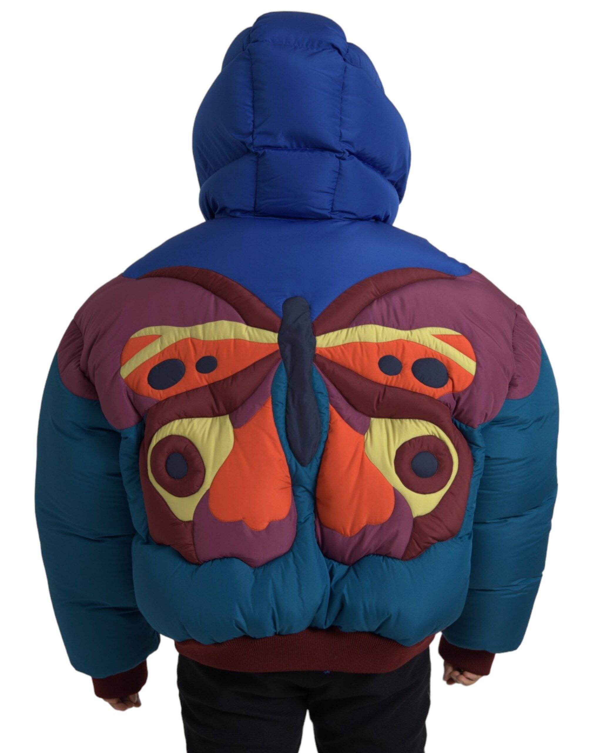 Dolce & Gabbana Multicolor Butterfly Hooded Puffer Jacket - ACCEXO