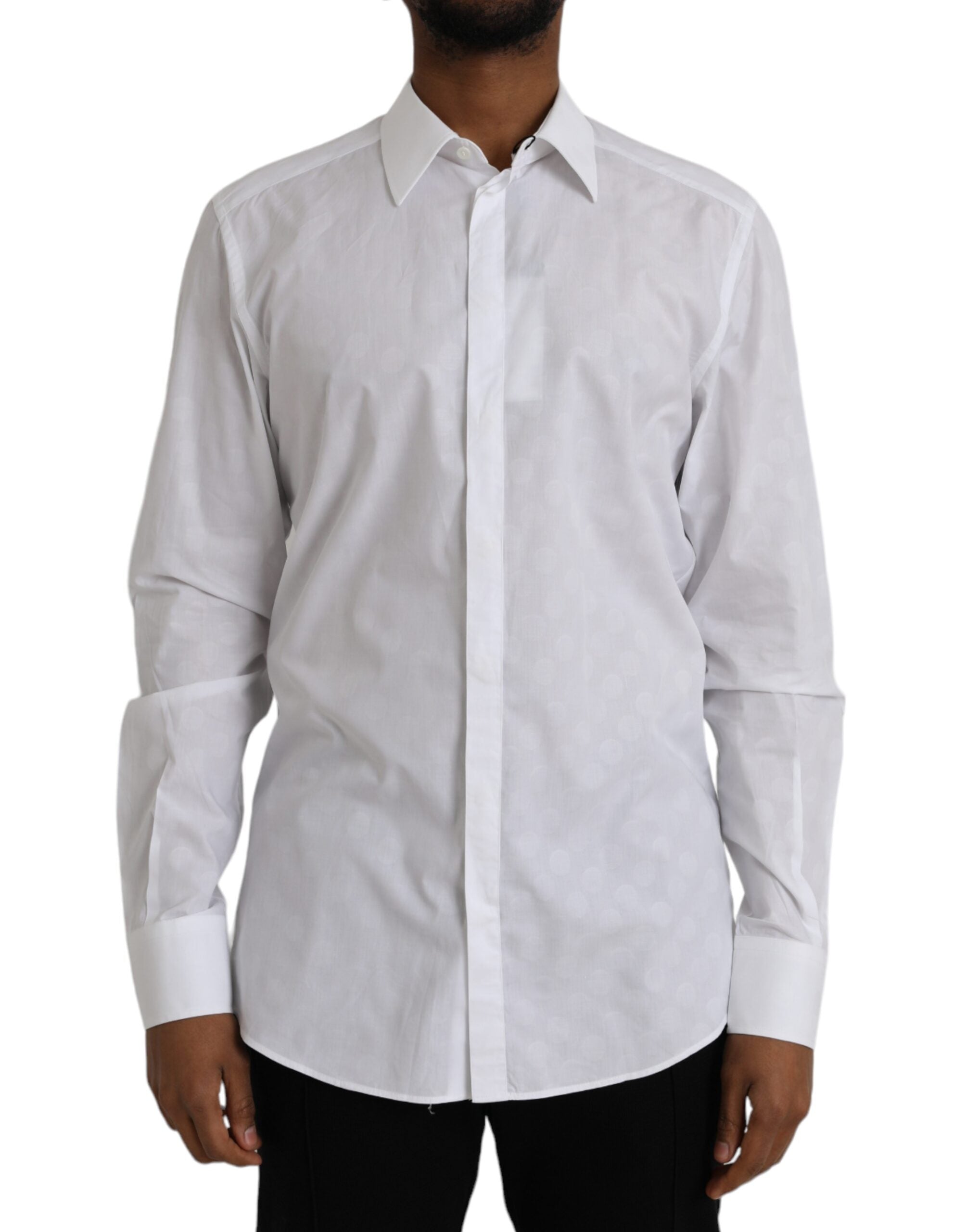 Dolce & Gabbana White Polka Dotted Cotton Dress GOLD Shirt - ACCEXO