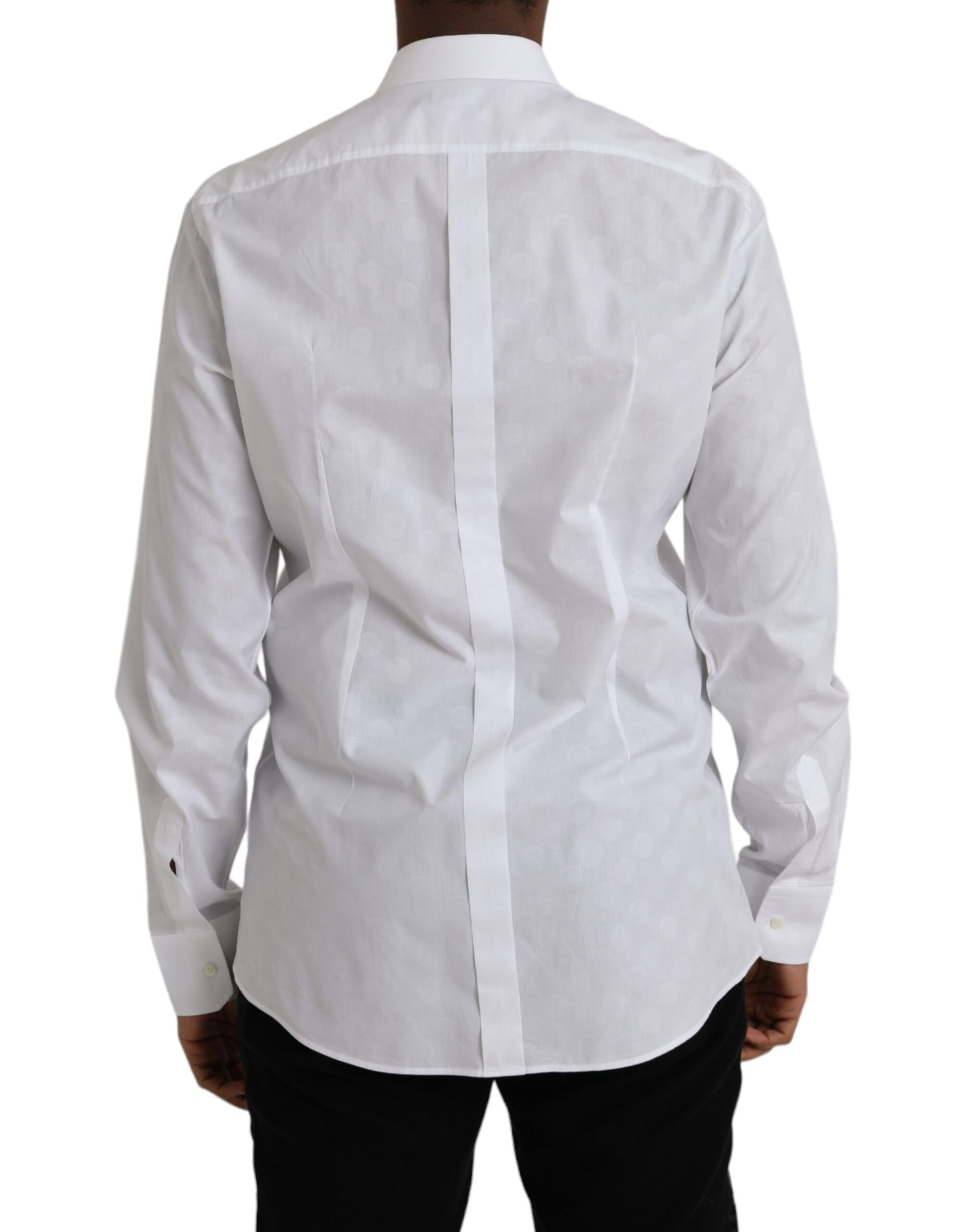 Dolce & Gabbana White Polka Dotted Cotton Dress GOLD Shirt - ACCEXO