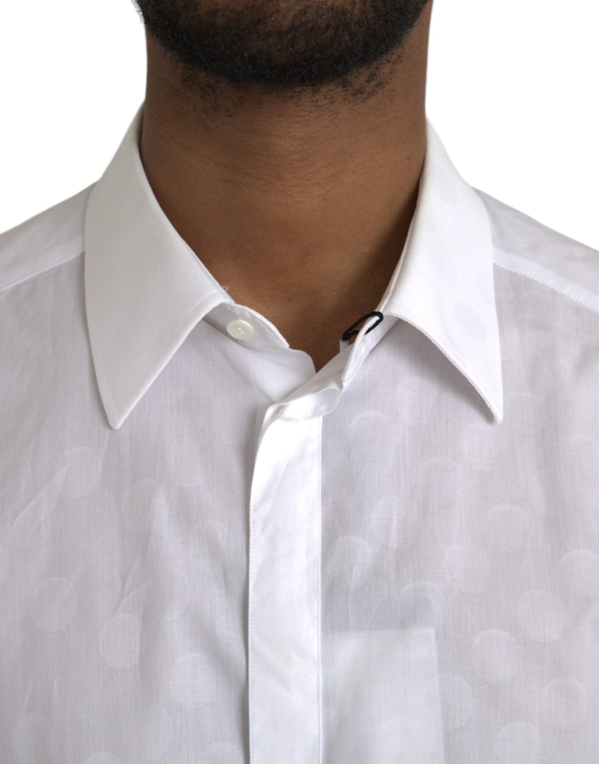 Dolce & Gabbana White Polka Dotted Cotton Dress GOLD Shirt - ACCEXO