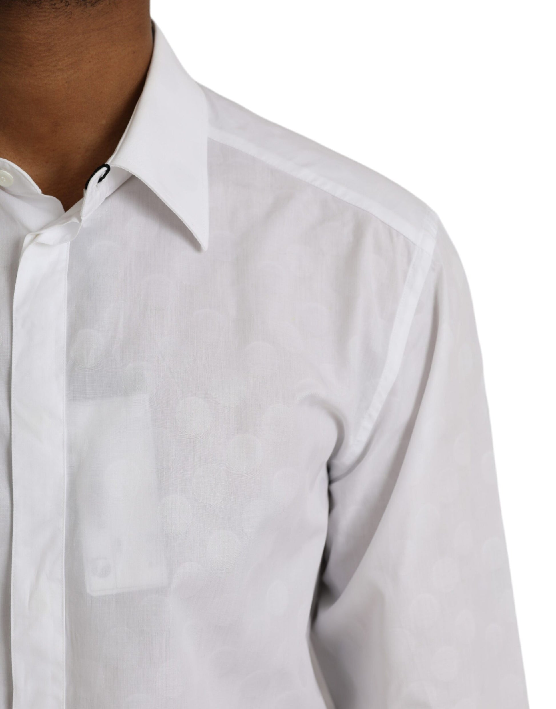 Dolce & Gabbana White Polka Dotted Cotton Dress GOLD Shirt - ACCEXO