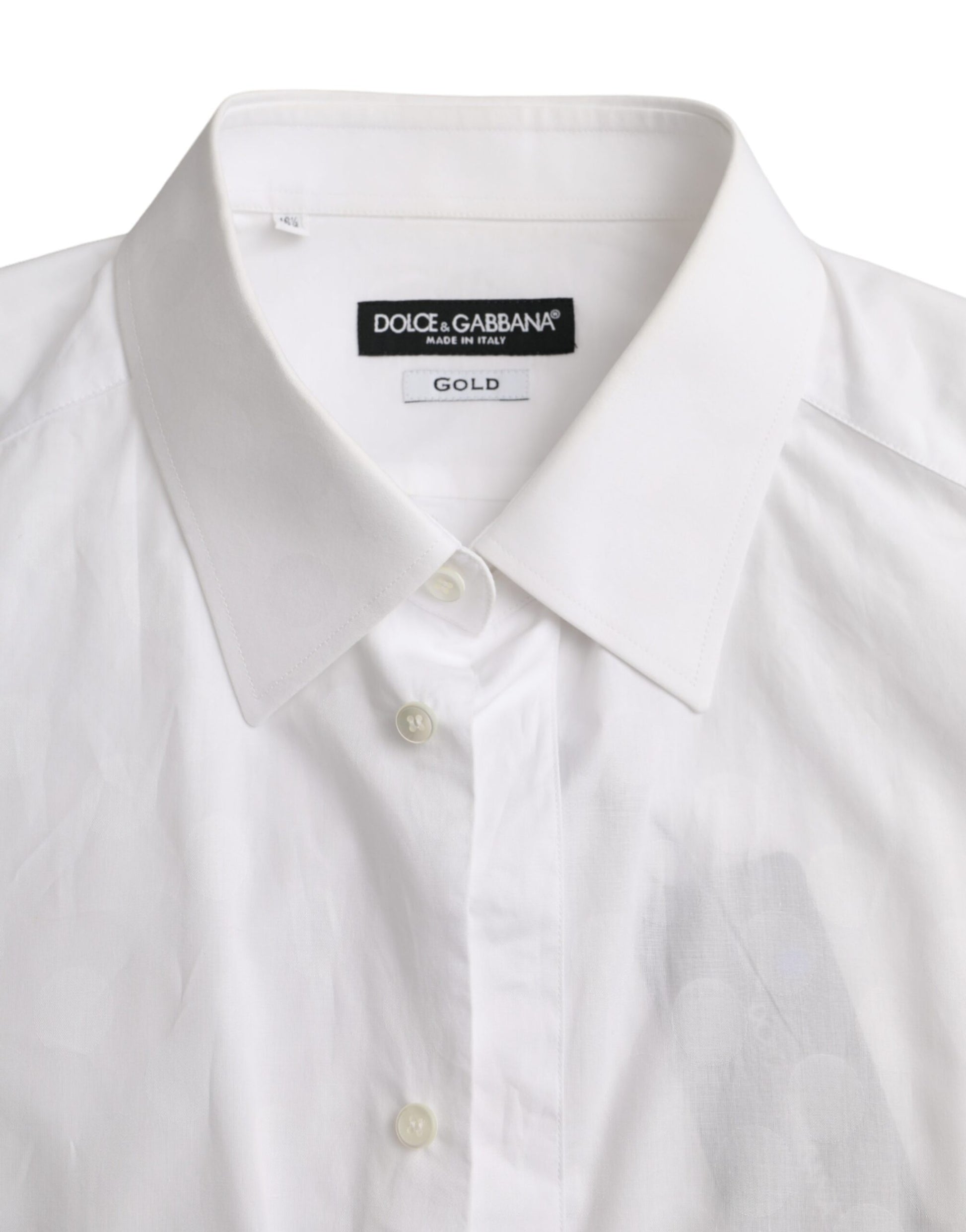 Dolce & Gabbana White Polka Dotted Cotton Dress GOLD Shirt - ACCEXO