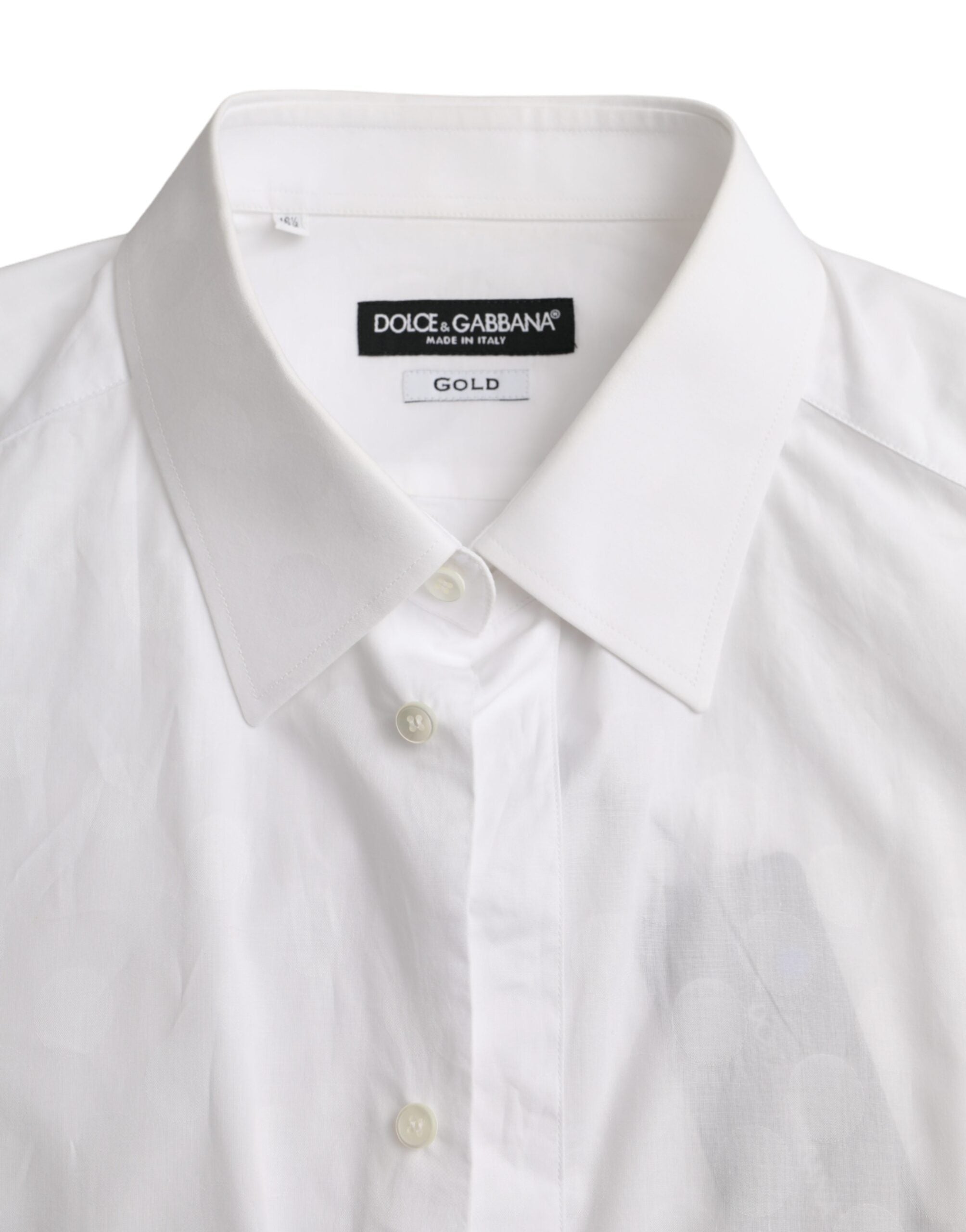 Dolce & Gabbana White Polka Dotted Cotton Dress GOLD Shirt - ACCEXO