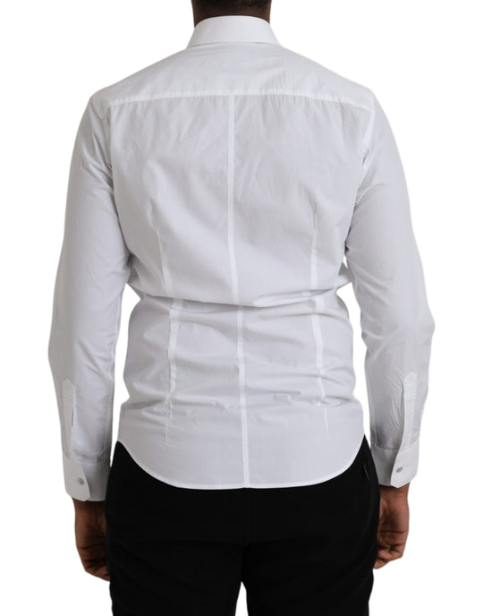 Dolce & Gabbana White Cotton Long Sleeve Dress MARTINI Shirt