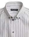 Dolce & Gabbana Black White Striped Formal Dress GOLD Shirt