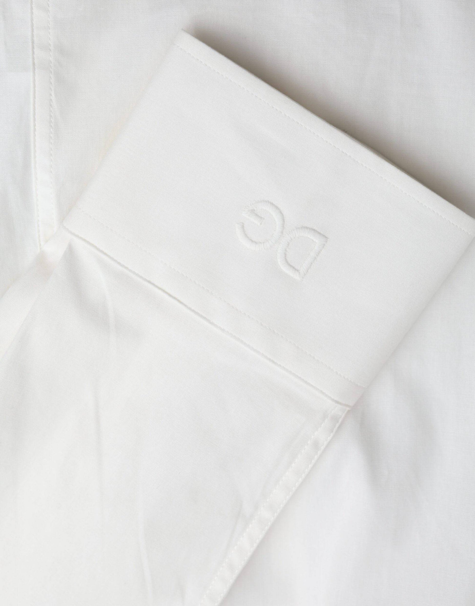 Dolce & Gabbana White Cotton Dress Slim Fit GOLD Shirt - ACCEXO