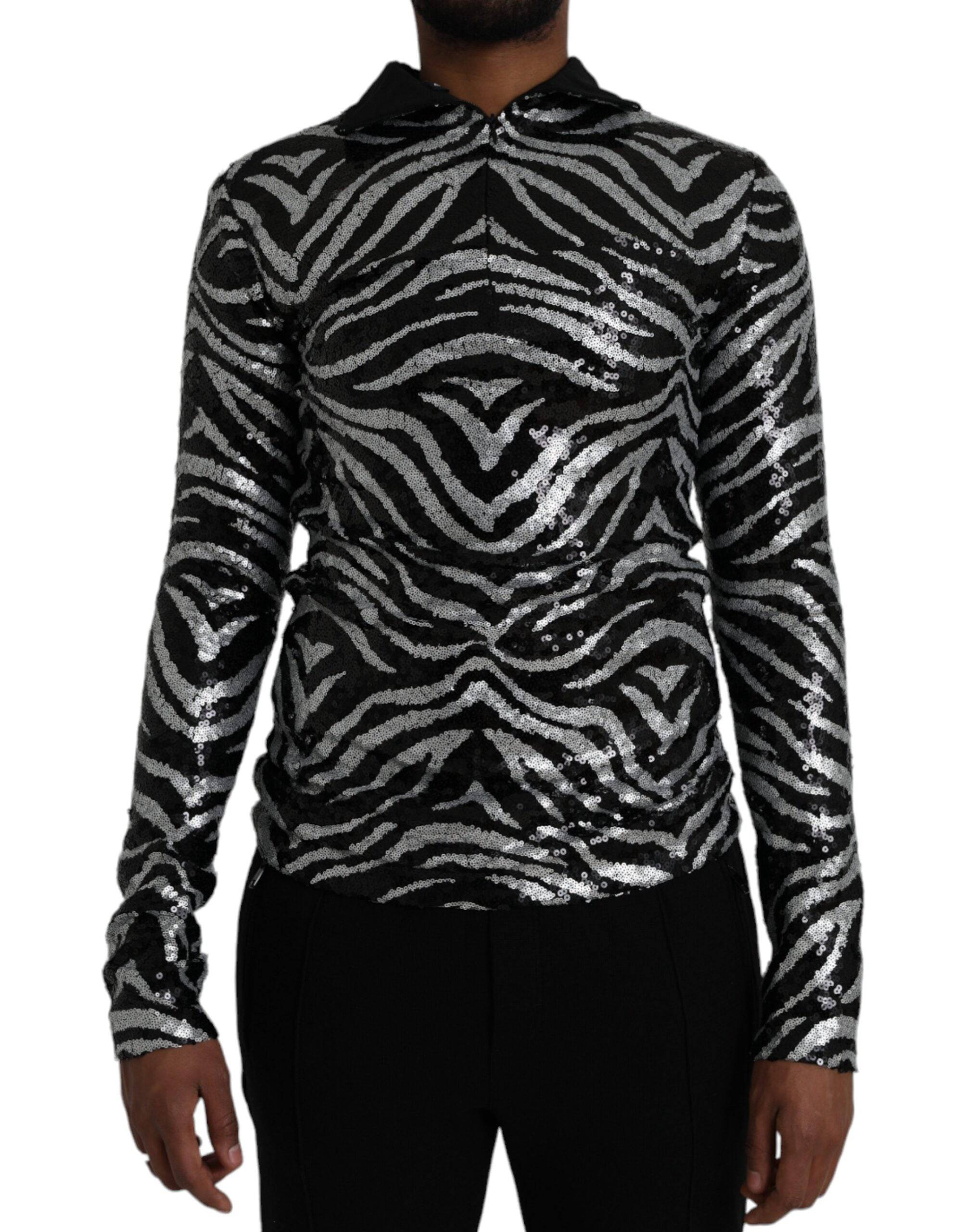 Dolce & Gabbana Black Silver Sequined Polyester Sweater - ACCEXO