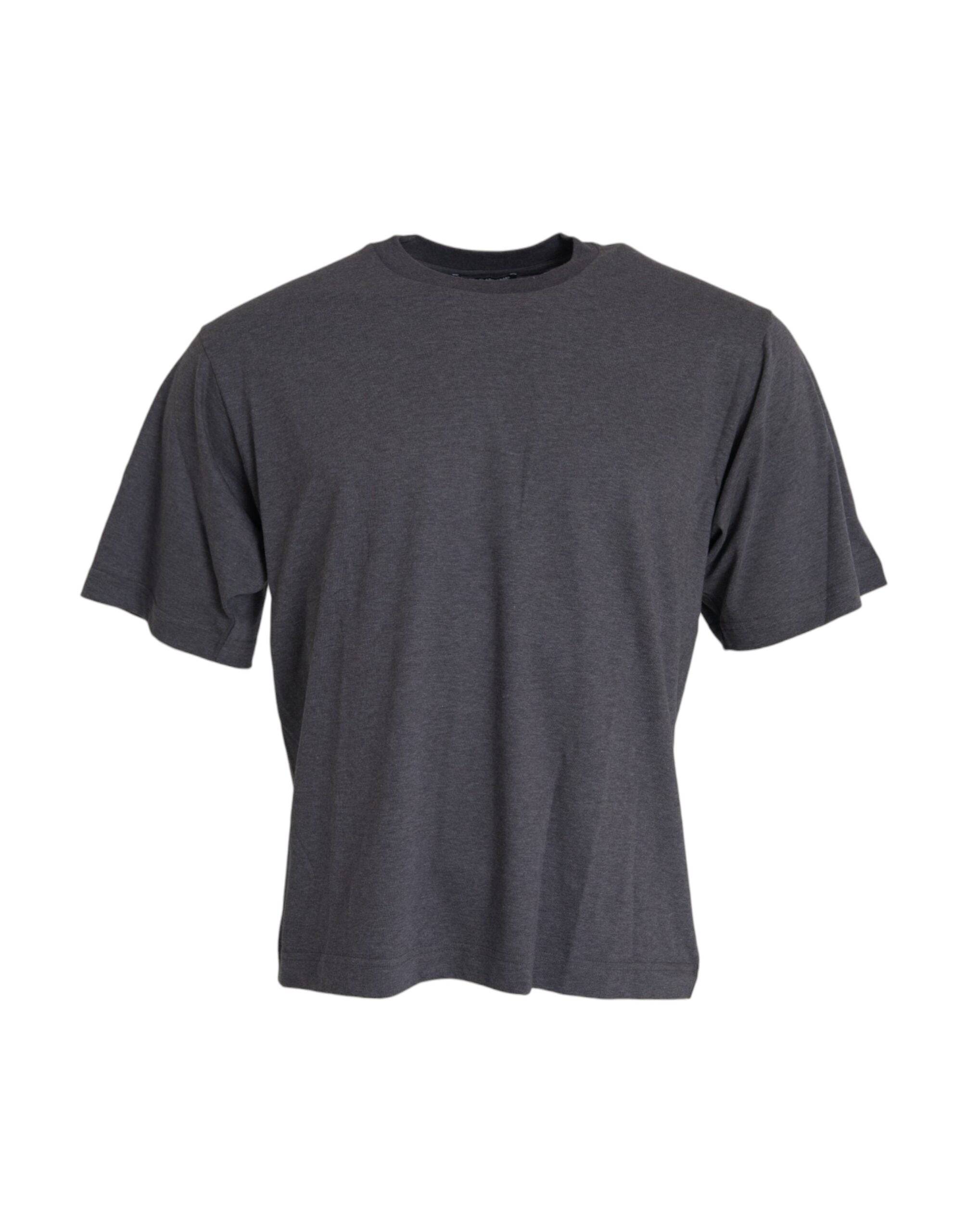 Dolce & Gabbana Gray Cotton Round Neck Short Sleeve T-shirt - ACCEXO