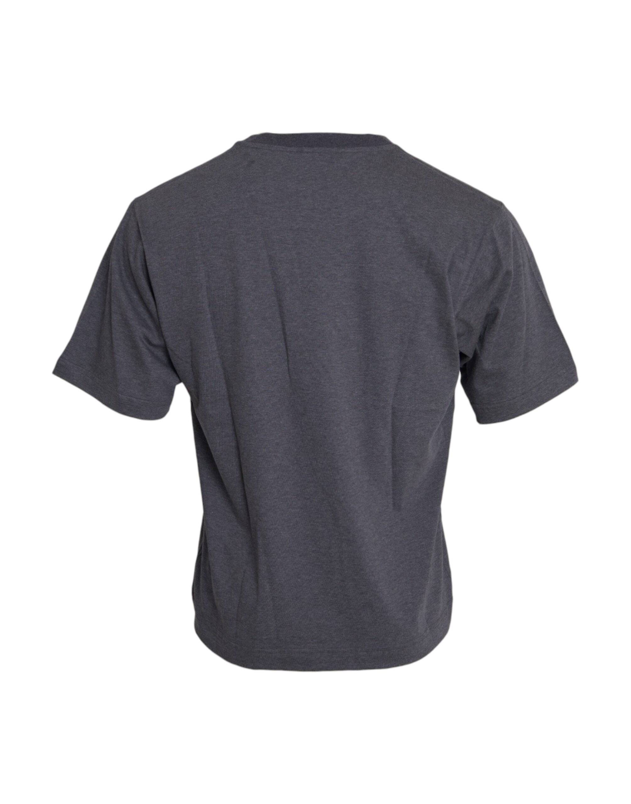 Dolce & Gabbana Gray Cotton Round Neck Short Sleeve T-shirt - ACCEXO