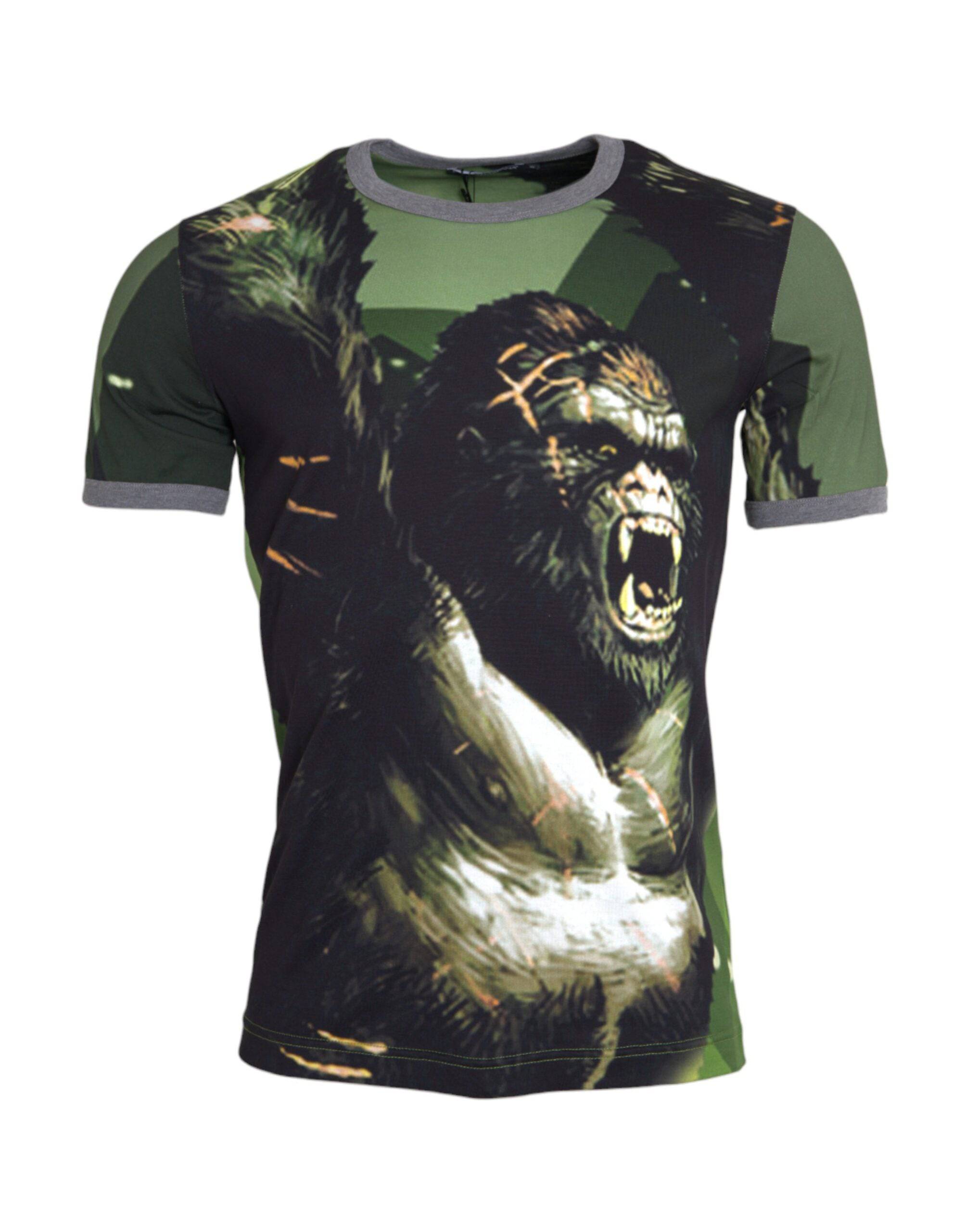 Dolce & Gabbana Green Gorilla Cotton Short Sleeves T-shirt - ACCEXO