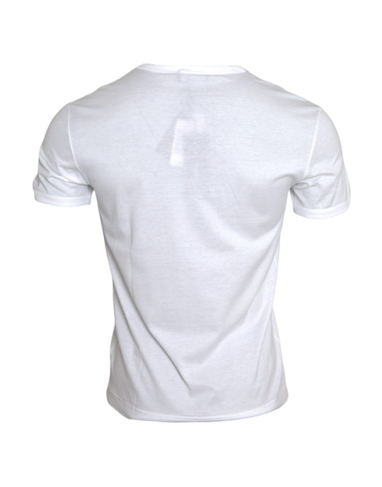 Dolce & Gabbana White Logo Embroidery Short Sleeve T-shirt