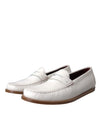 Dolce & Gabbana White Leather Slip On Mocassin Loafers Shoes