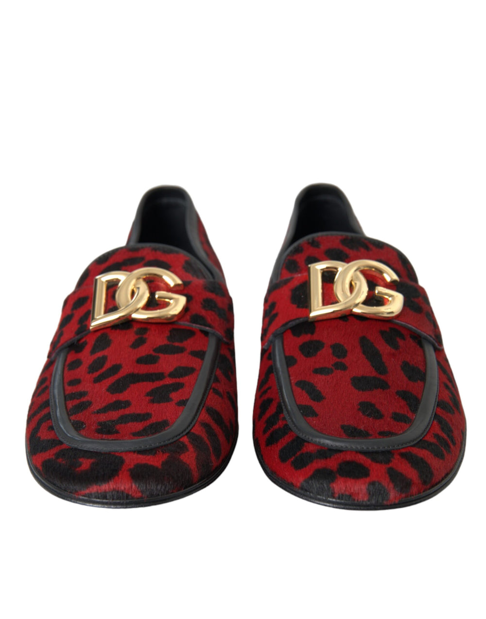 Dolce & Gabbana Red Black Leopard DG Loafers Formal Men Shoes - ACCEXO