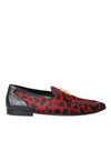 Dolce & Gabbana Red Black Leopard DG Loafers Formal Men Shoes