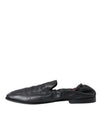 Dolce & Gabbana Black Logo Embroidered Leather Loafer Men Dress Shoes