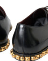 Dolce & Gabbana Black Leather Gold Studded Derby Dress Shoes