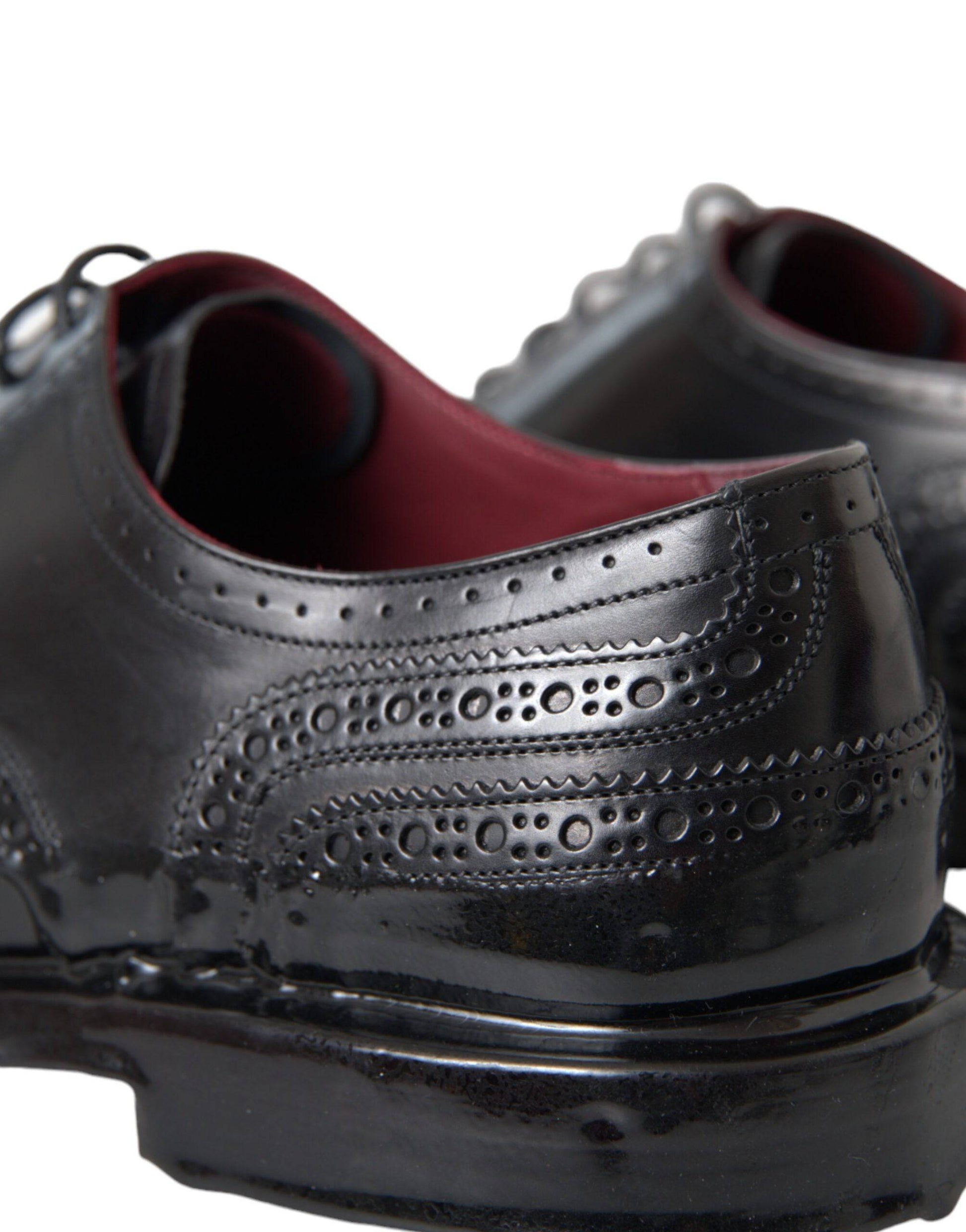 Dolce & Gabbana Black Leather Oxford Wingtip Formal Men Shoes - ACCEXO