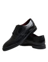 Dolce & Gabbana Black Leather Oxford Wingtip Formal Men Shoes