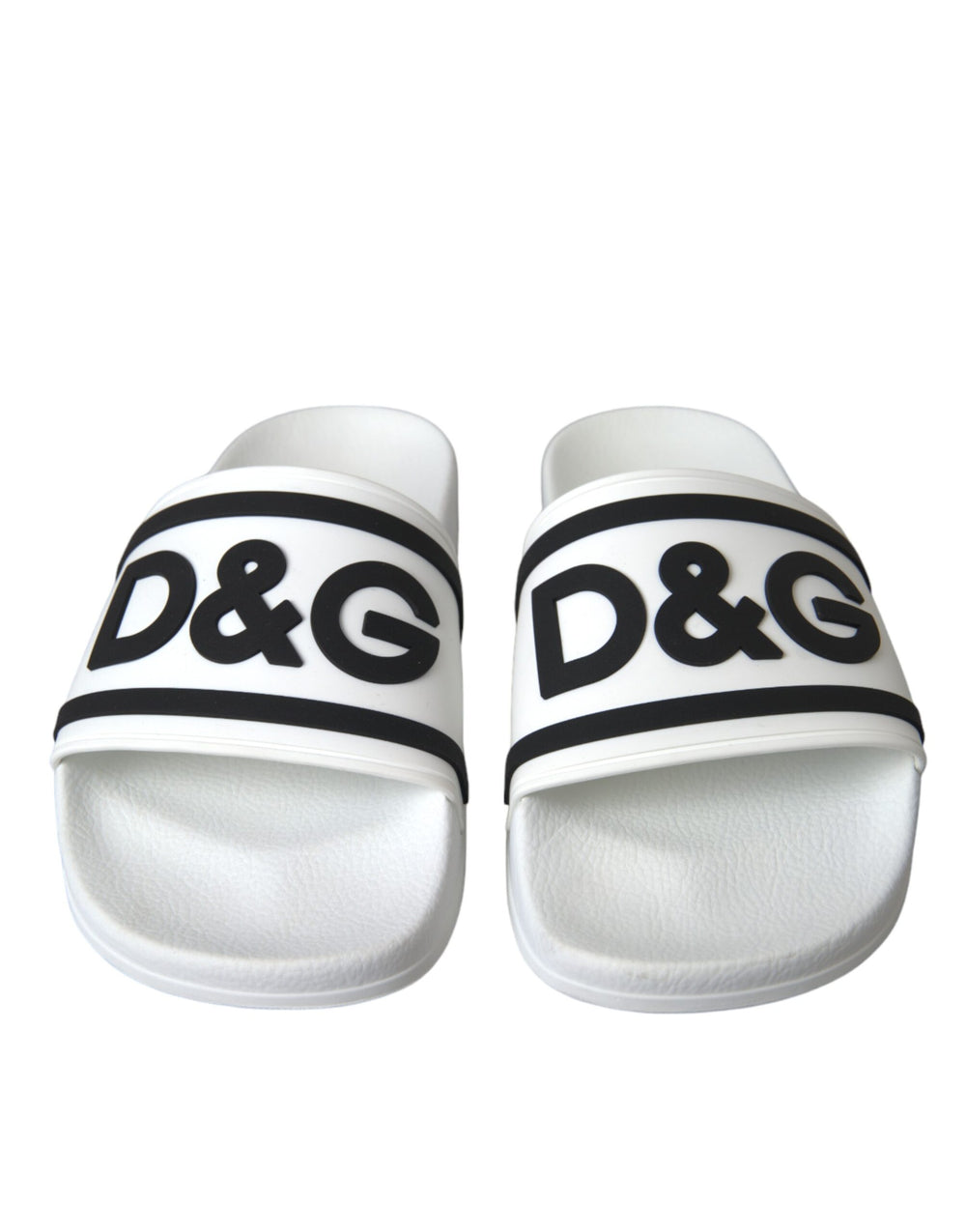 Dolce & Gabbana White Black Sandals Rubber Beachwear Shoes - ACCEXO