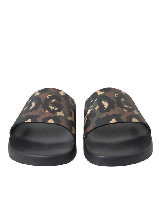 Dolce & Gabbana Multicolor Camouflage Leather Beachwear Men Shoes