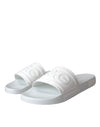 Dolce & Gabbana White Rubber Slides Sandals Beachwear Shoes