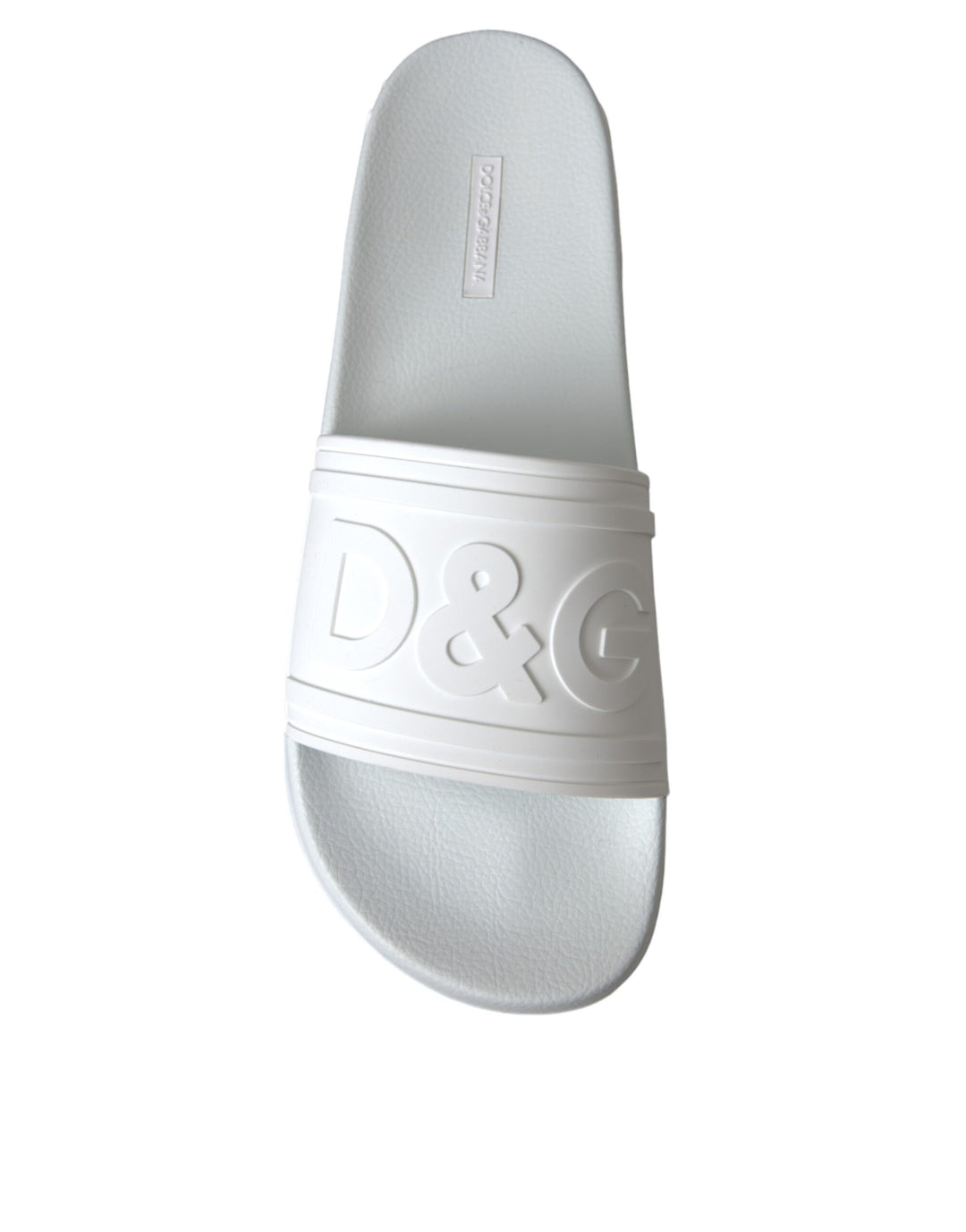 Dolce & Gabbana White Rubber Slides Sandals Beachwear Shoes