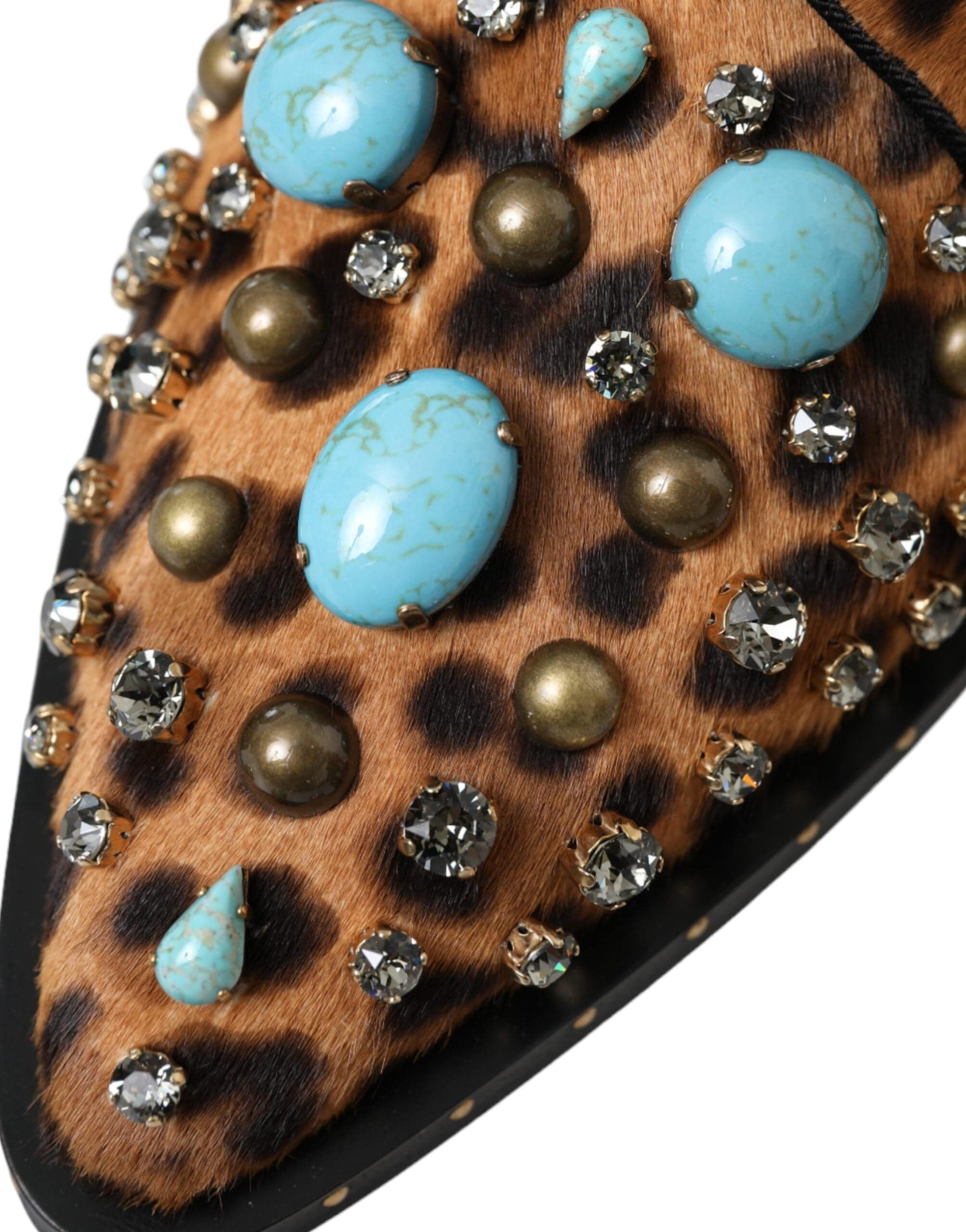 Dolce & Gabbana Brown Leopard Hair Crystal Dress Broque Shoes - ACCEXO