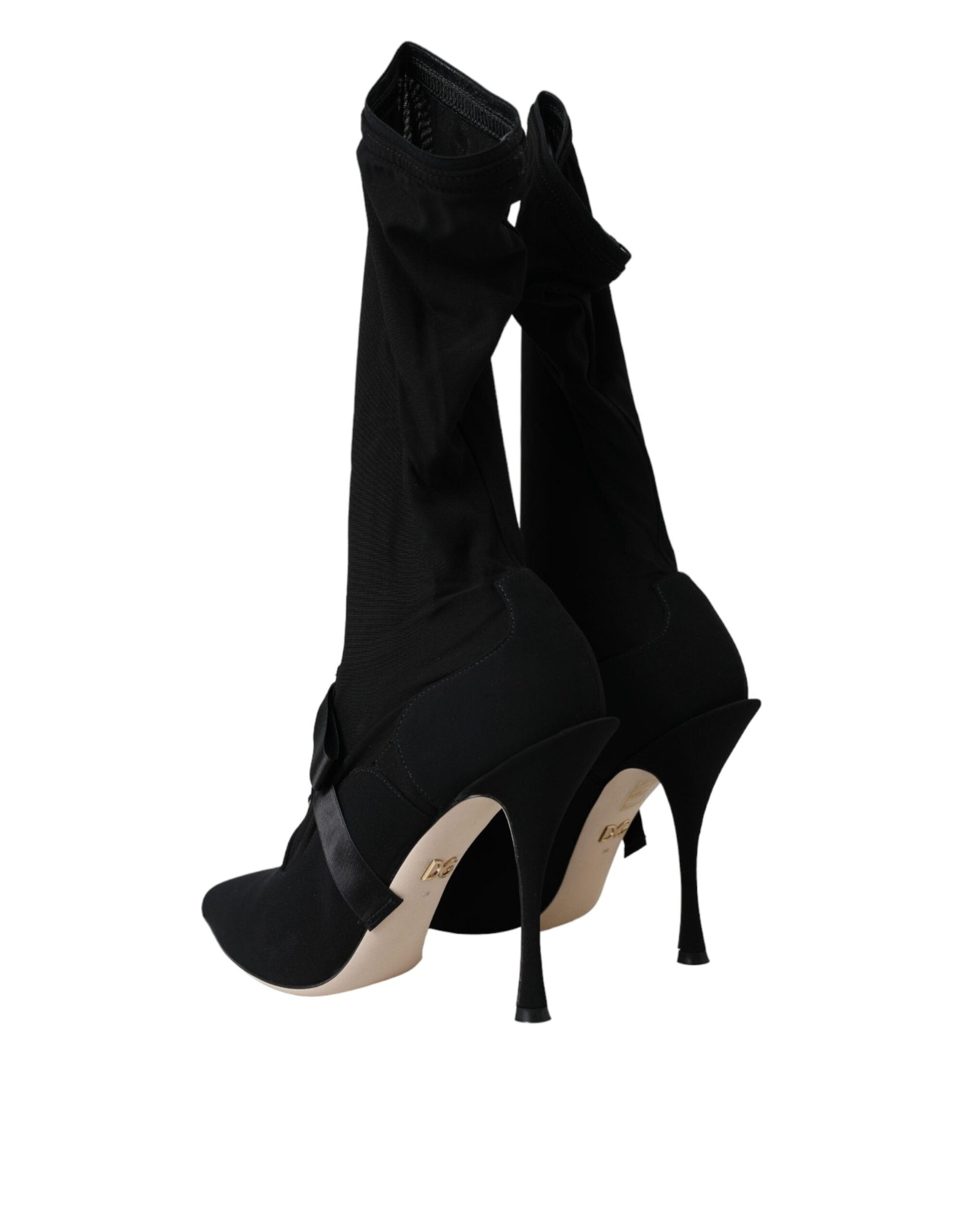 Dolce & Gabbana Black Stiletto Heels Mid Calf Boots Shoes - ACCEXO