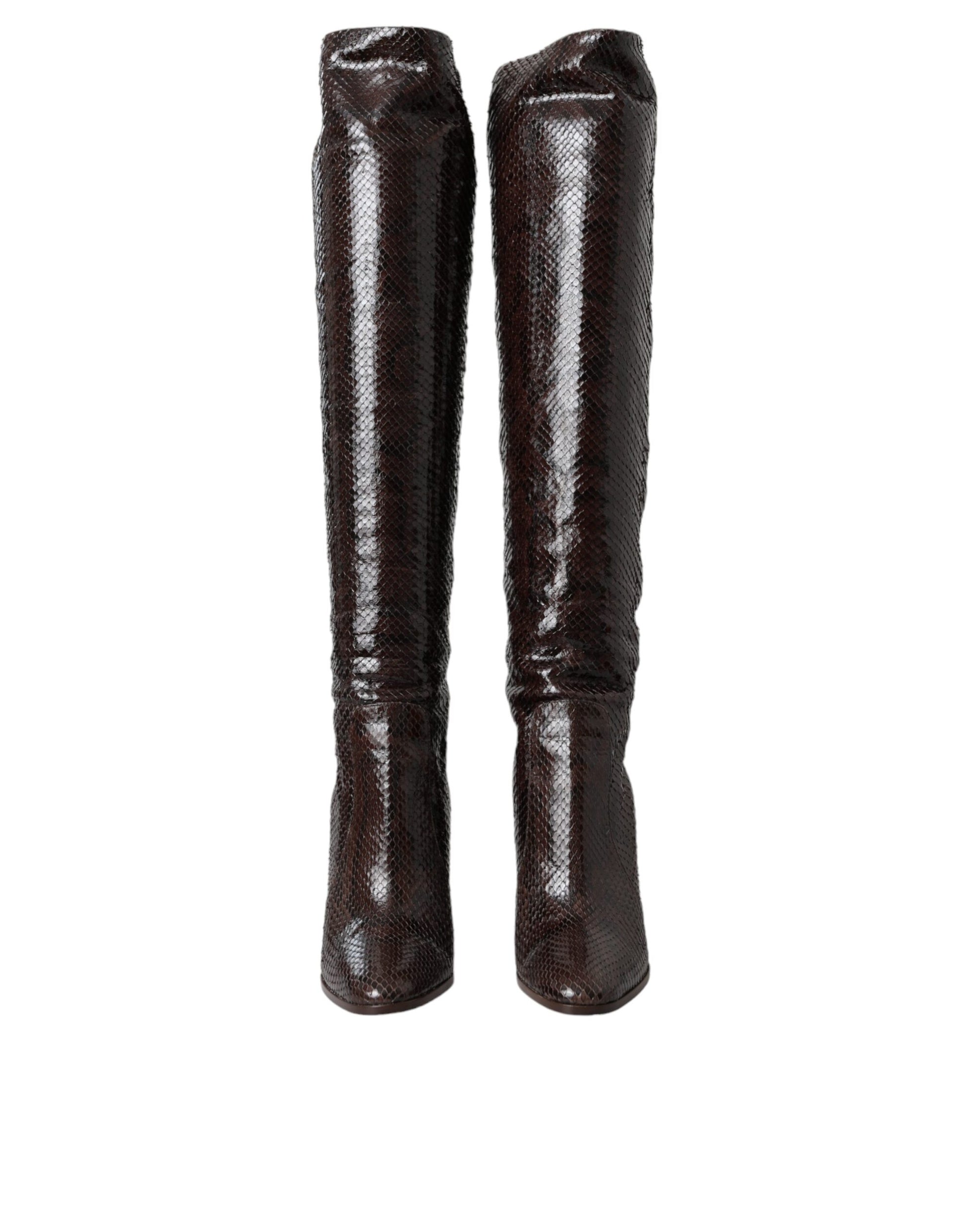 Dolce & Gabbana Brown Exotic Leather Heels High Boots Shoes - ACCEXO