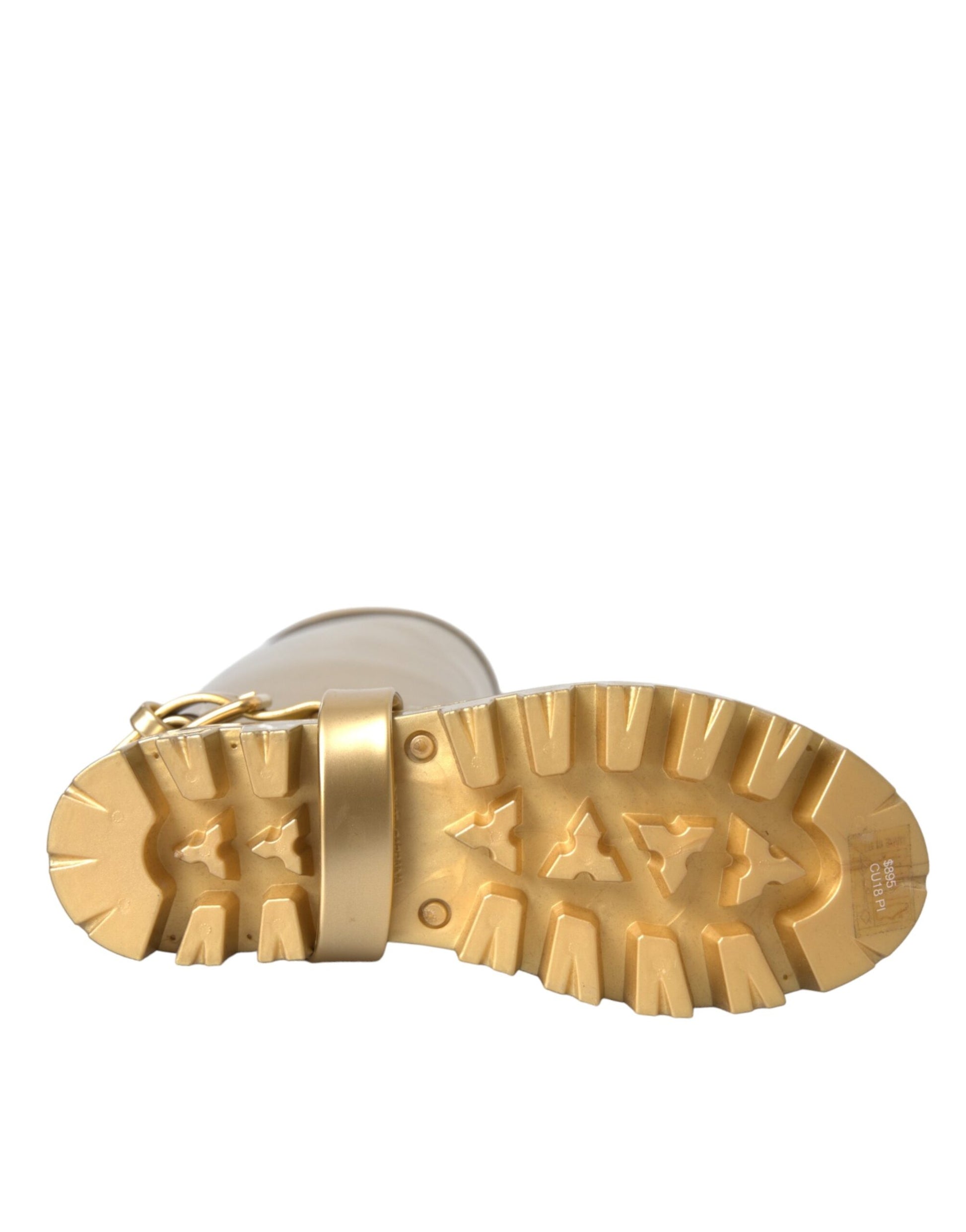 Dolce & Gabbana Metallic Gold Rubber PVC Rain Boots Shoes - ACCEXO