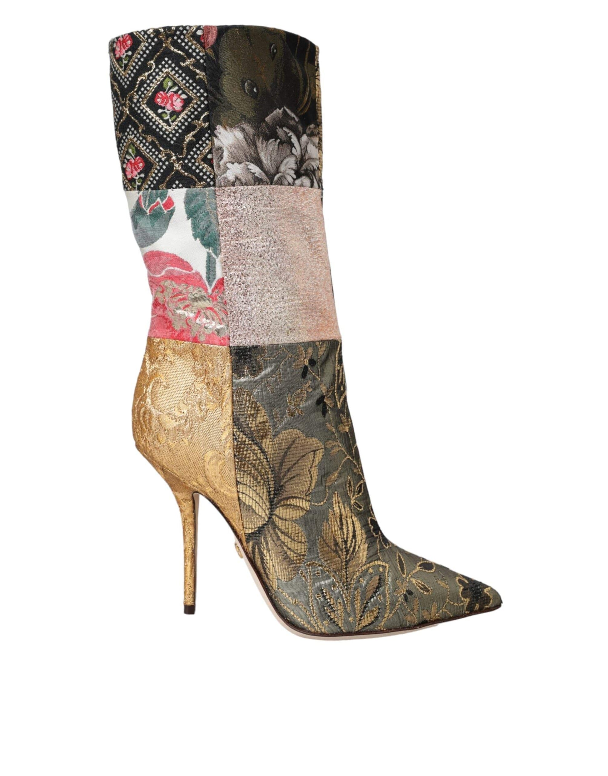 Dolce & Gabbana Multicolor Patchwork Print Heeled Boots Shoes - ACCEXO