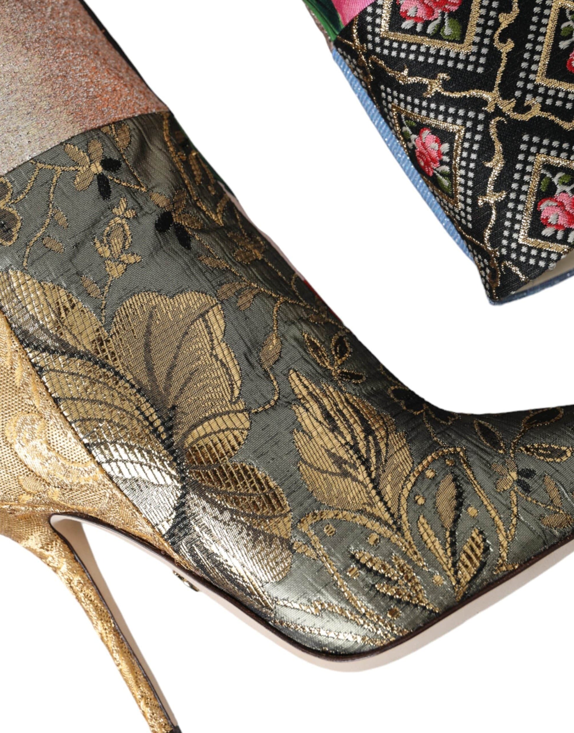 Dolce & Gabbana Multicolor Patchwork Print Heeled Boots Shoes - ACCEXO