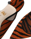 Dolce & Gabbana Black Orange Zebra Leather Slingbacks Shoes