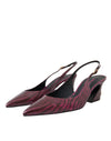 Dolce & Gabbana Maroon Zebra Leather Heels Slingbacks Shoes