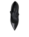 Dolce & Gabbana Black Leather Logo Heels Mary Janes Pumps Shoes