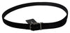 Dolce & Gabbana Black Velvet Silver Tone Metal Buckle Men Belt