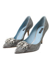 Dolce & Gabbana Light Blue Exotic Leather Crystal Bellucci Shoes